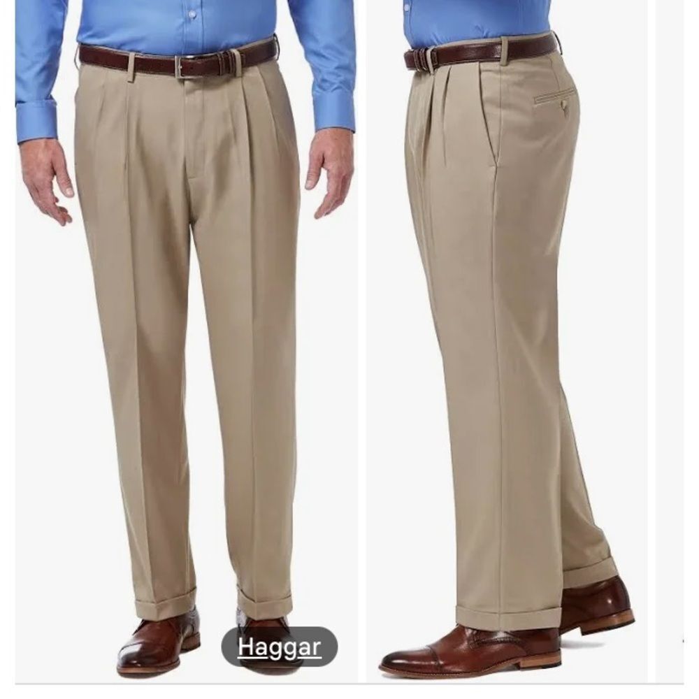 Haggar Gentle Man’s Fit Men's Tan Classic Fit Pants Size 40/32 Made In USA